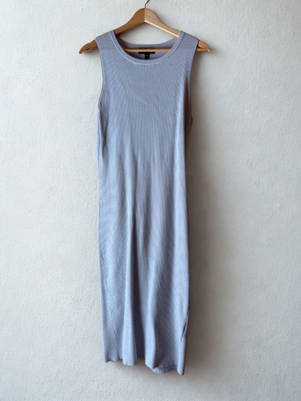 Sleeveless Rib Knit Maxi Dress in Light Gray